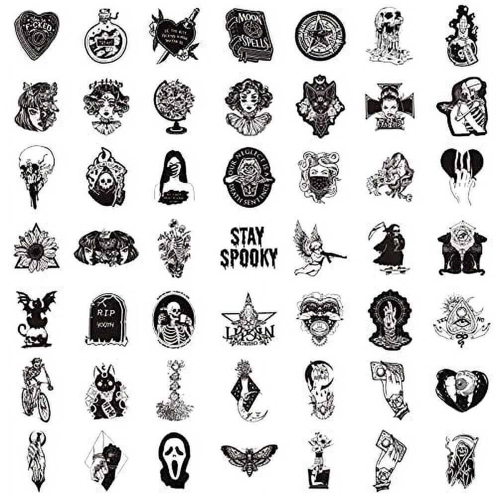 100 PCS Cool Gothic Stickers Pack for Teens, Vinyl Punk Gothic